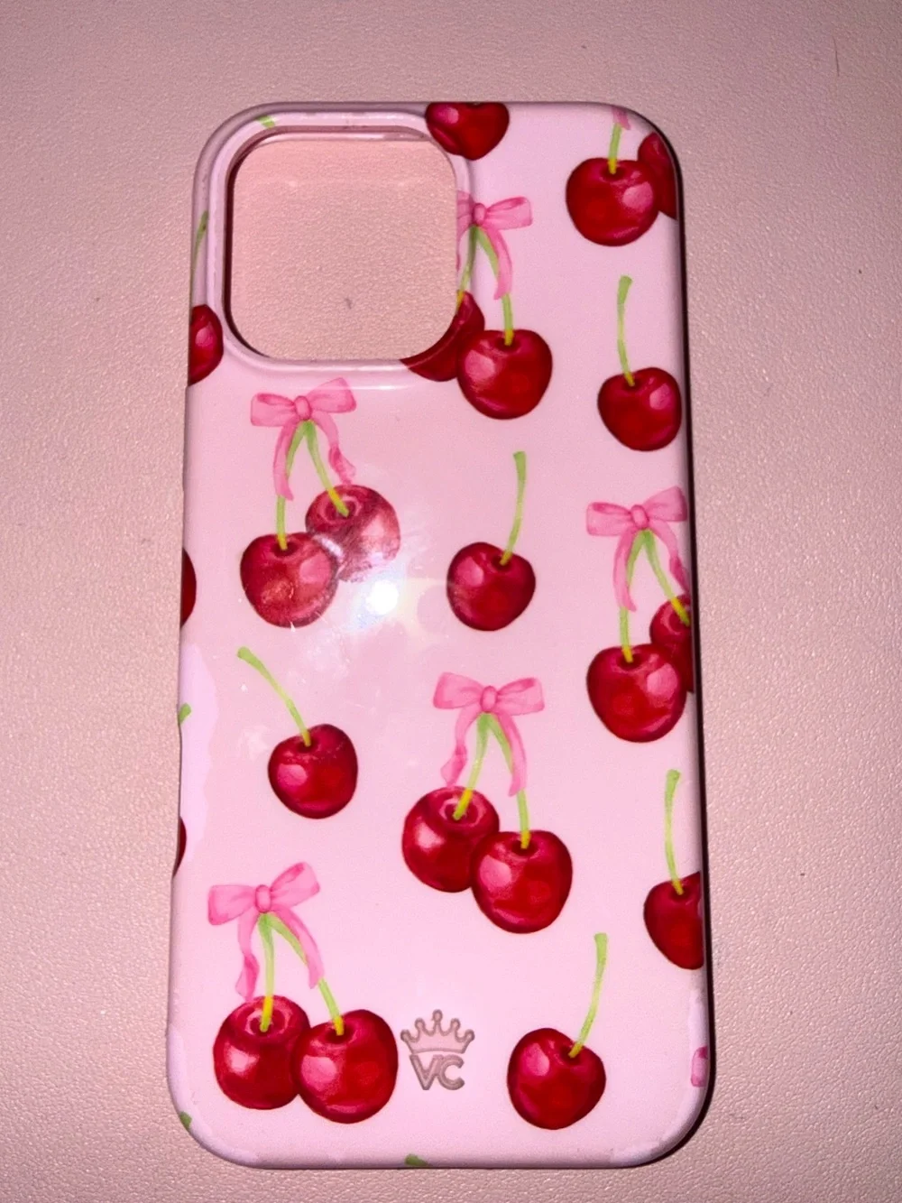 Cherry Print Pink & Red Phone Case by